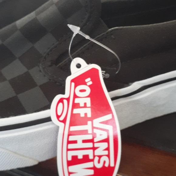 VANS CHECKERBOARD SLIP-ON BLACK & BLACK SHOES - Picture 6 of 10